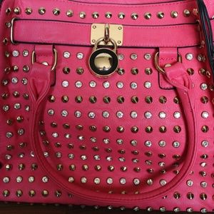 bright pink fleur de luv tote bag